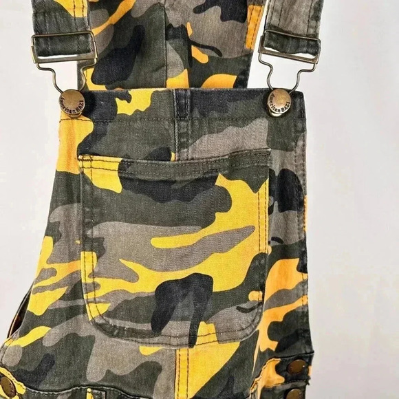 American Bazi Size Medium Bib Overalls Camouflage Streetwear Jumpsuit Yellow Gra - Picture 6 of 13